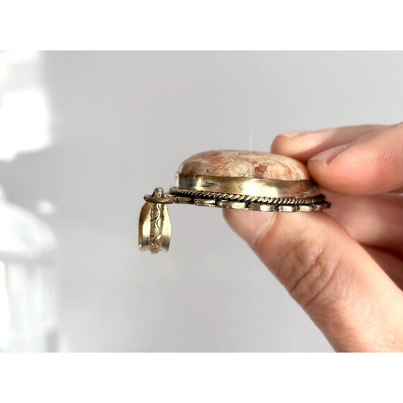 Orange Jasper Teardrop Shaped Southwest Sterling Silver 925 VintagePendant - Picture 10 of 10